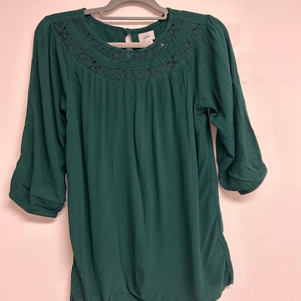 Old Navy Green Relaxed 3/4 Sleeve Blouse